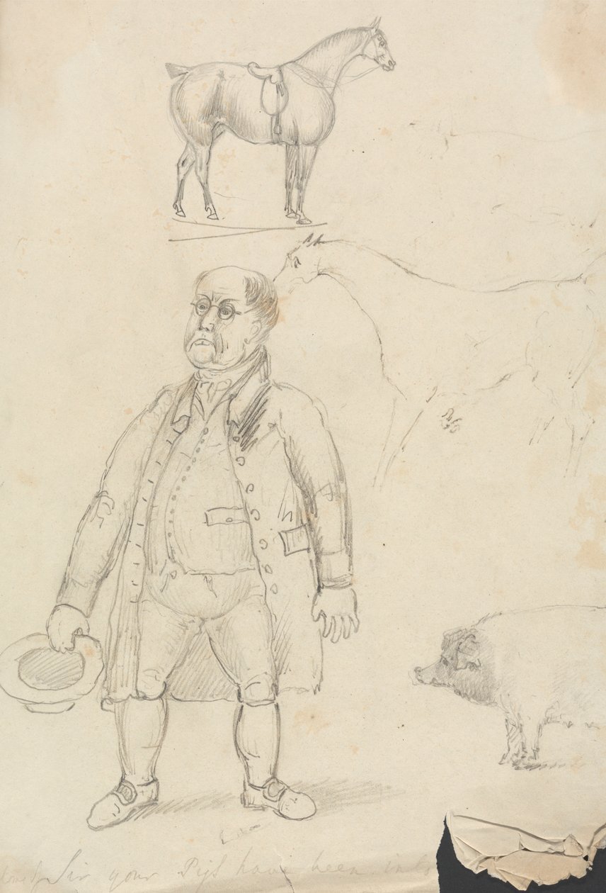 Cheval, homme et cochon - Unknown artist