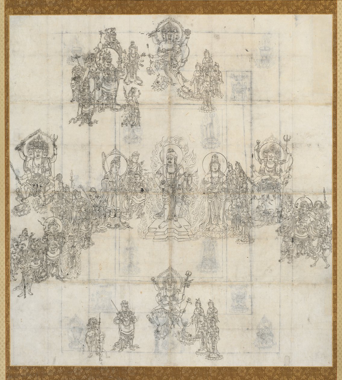 Esquisse Iconographique (Zuzō) pour le Mandala du Sūtra des Rois Bienveillants - Unknown artist