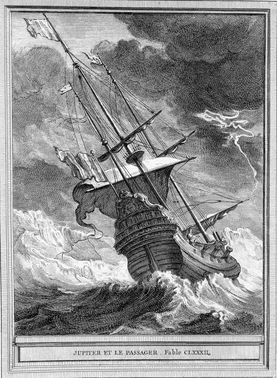 Illustration de la fable « Jupiter et le passager » de Jean de La Fontaine - Unknown artist