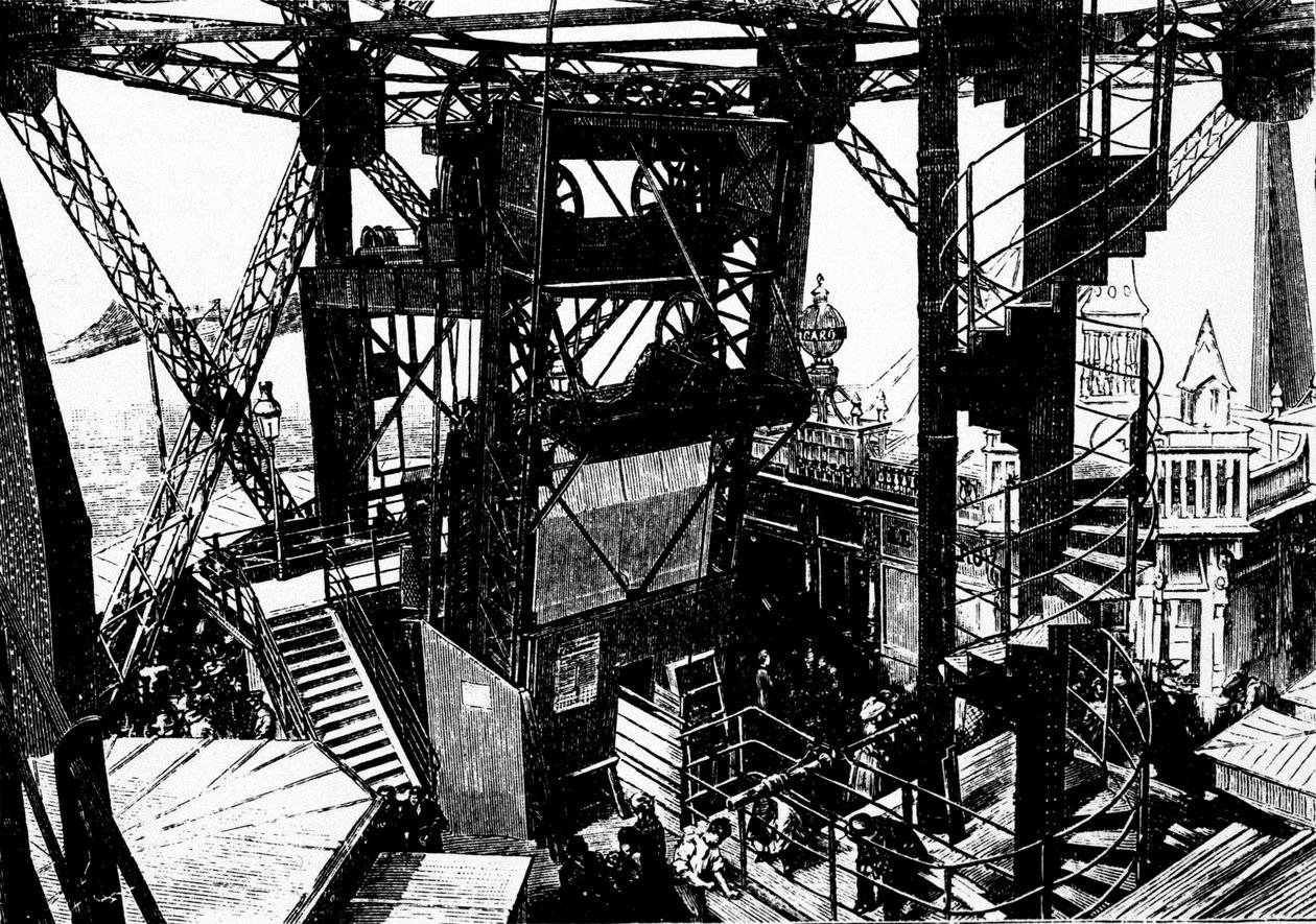 Illustration sur la construction de la Tour Eiffel. - Unknown artist