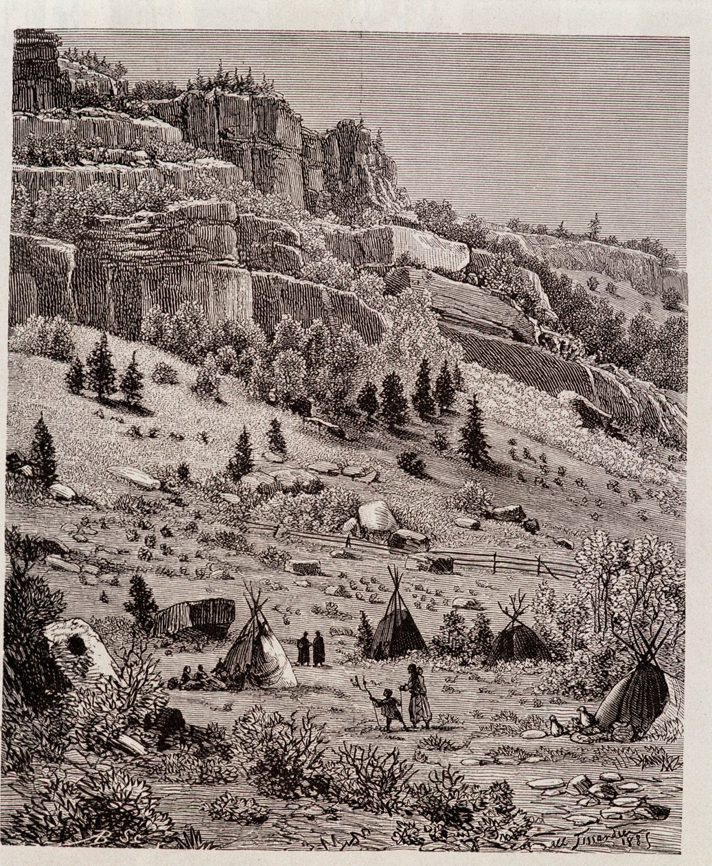 Campement indien dans la forêt de Kaibab, USA - dans « Tour du Monde » - Unknown artist