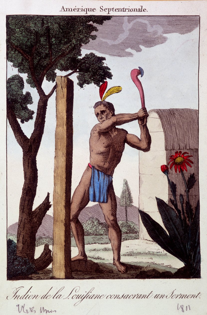 Indien de Louisiane prêtant serment - gravure - Unknown artist