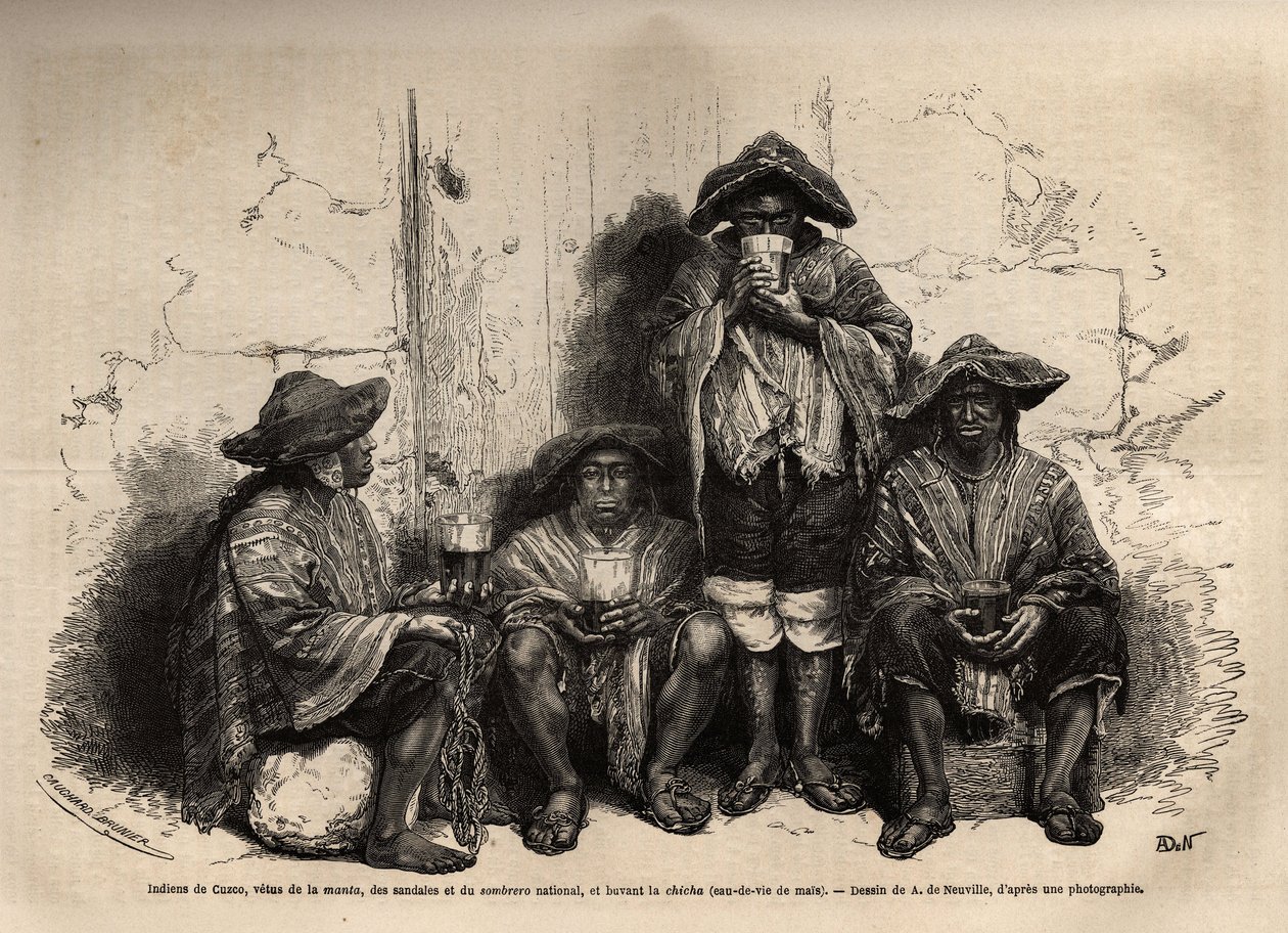 Indiens de Cuzco (Pérou) buvant de la chicha - Unknown artist