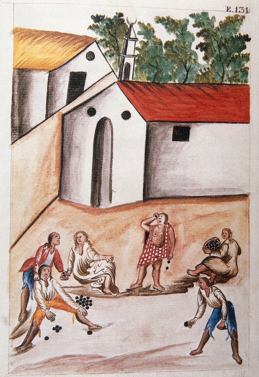 Indiens jouant au jeu des choloques, du livre "Trujillo del Peru" ou "Codex Martínez Compañón", par Baltazar Martinez Compañón y Bujanda, évêque de Trujillo (1782-1785) - Unknown artist