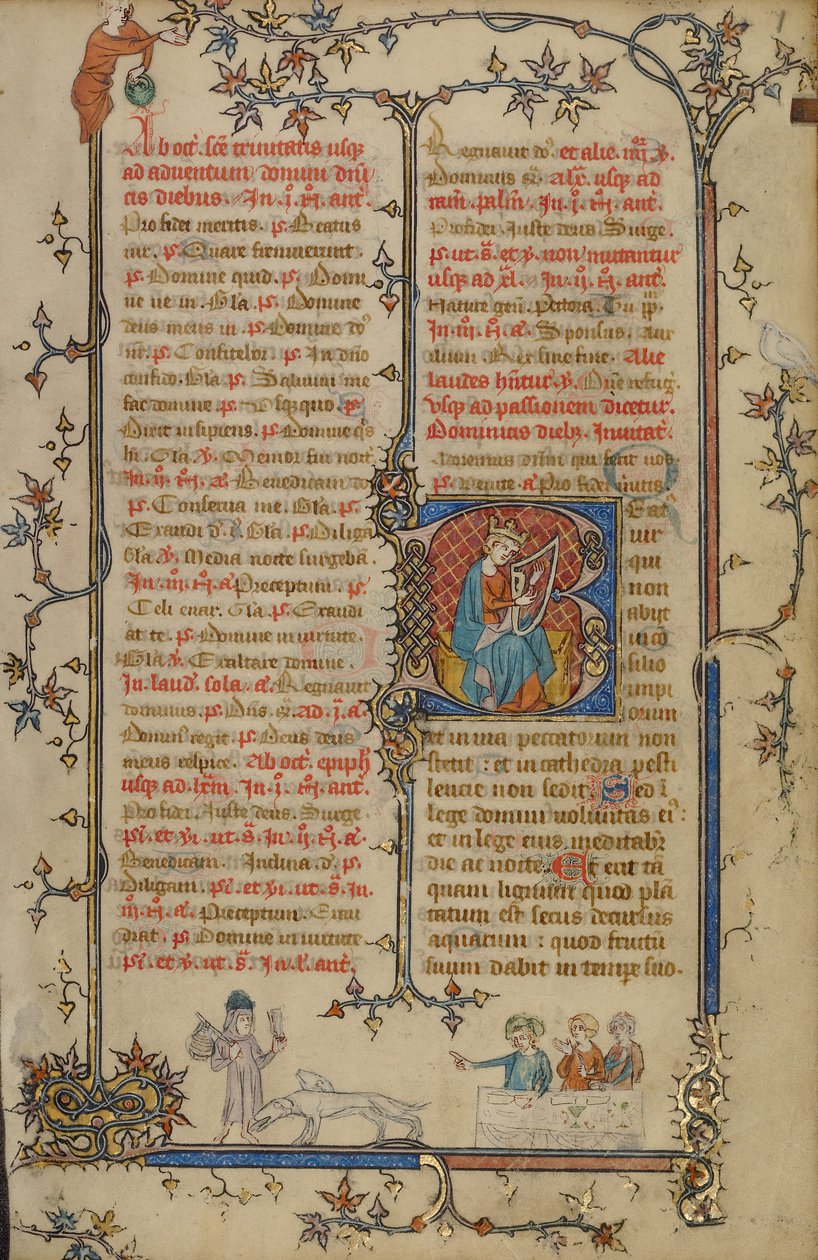 Initiale B : David joue de la harpe - Unknown artist