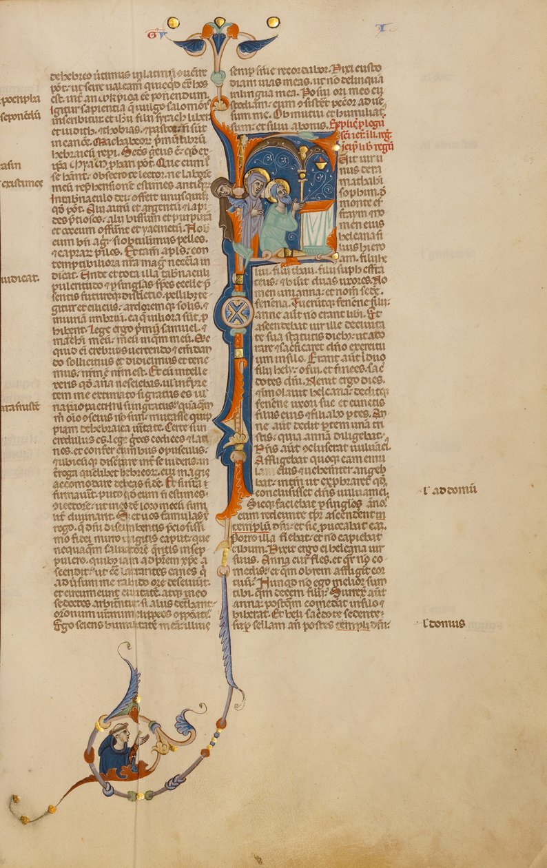 Initial F : Elkanah avec Hannah et Peninnah dans le Temple - Unknown artist