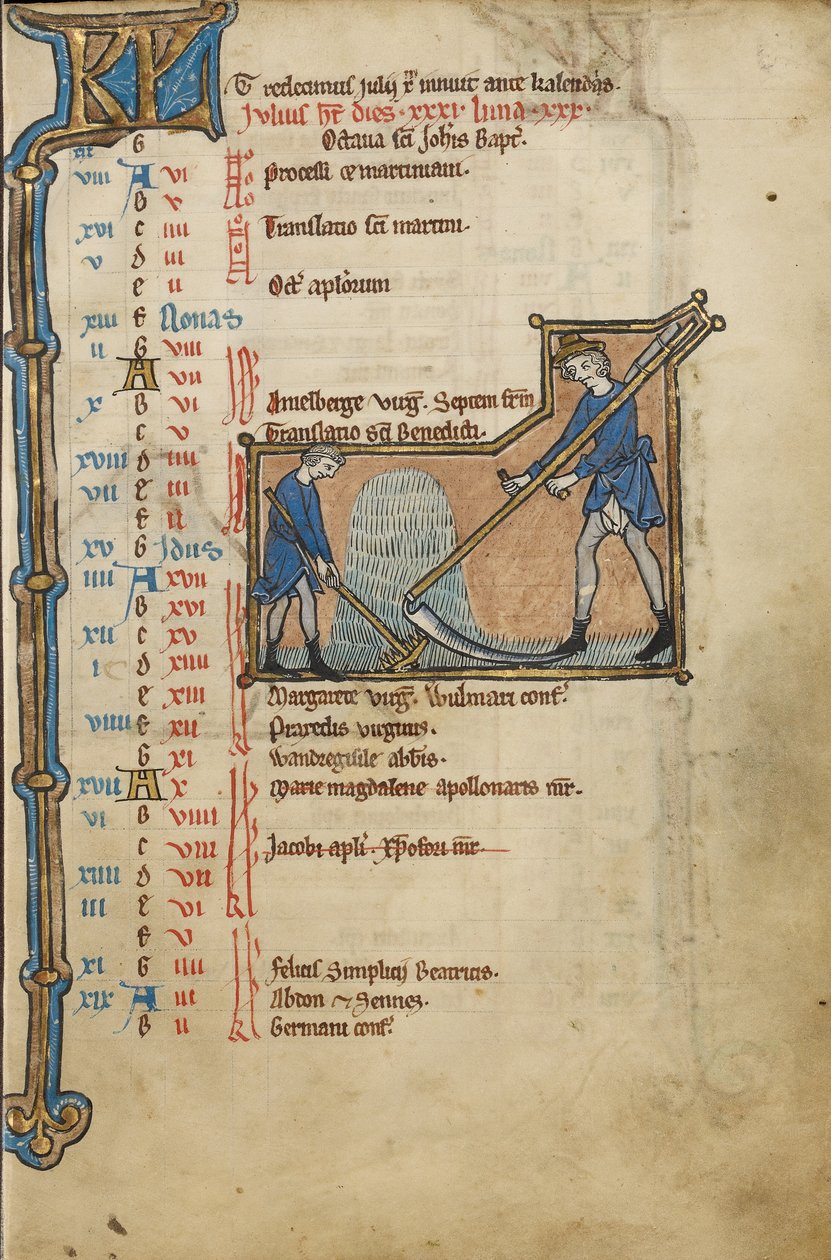 Page du calendrier de juillet ; fauchage - Unknown artist