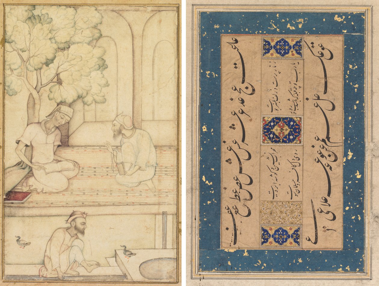Kabir et deux disciples sur une terrasse (recto); Calligraphie (verso) - Unknown artist