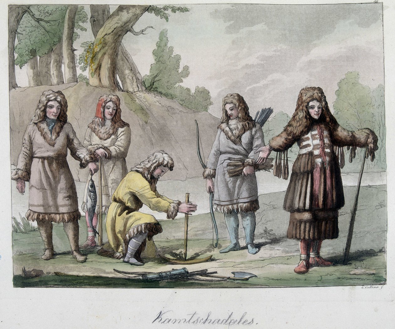 Peuple Kamtschadales en Sibérie. Dans « Le Costume Ancien et Moderne » 1819-1820, par Ferrario - Unknown artist