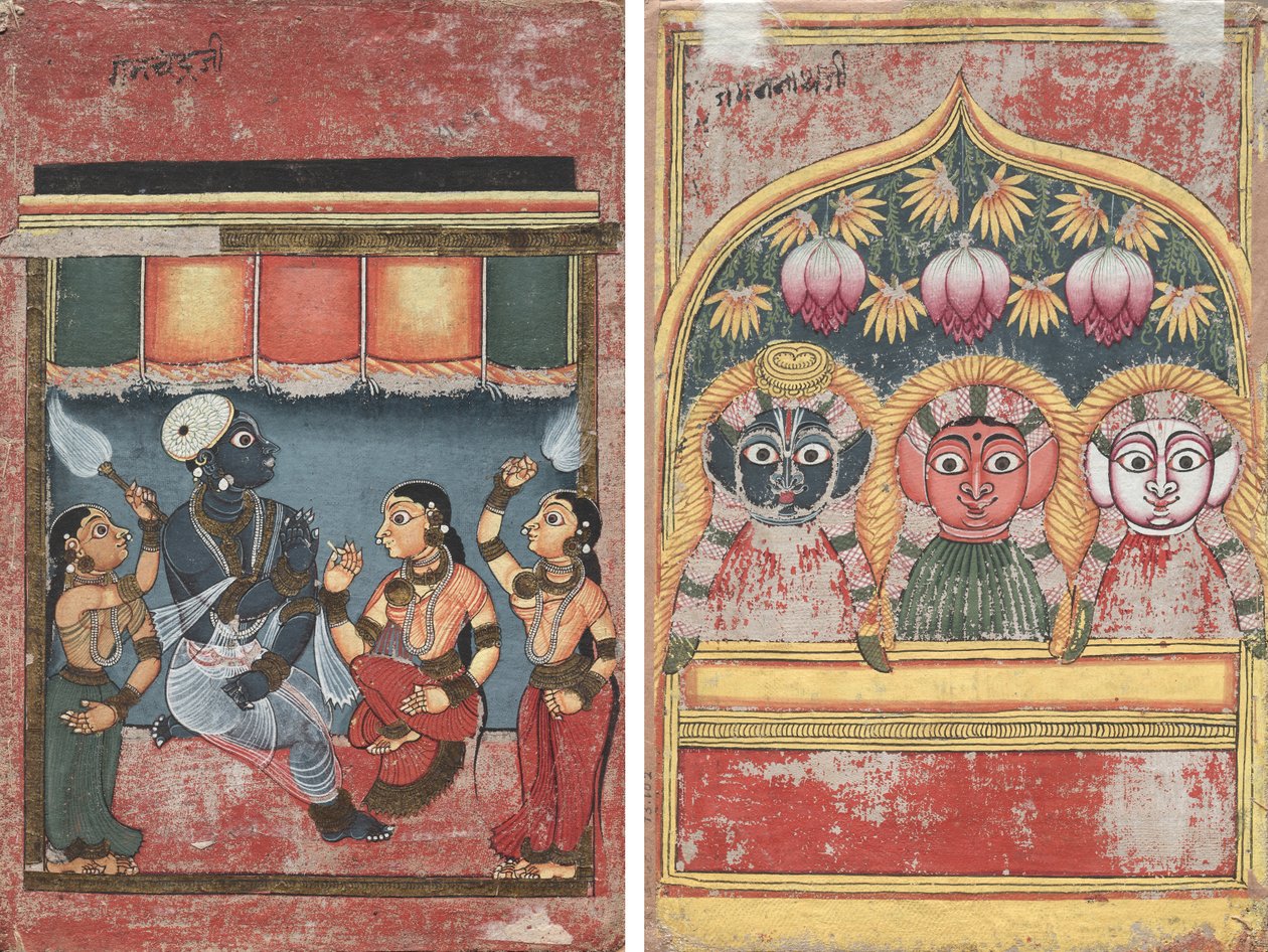 Krishna avec Radha et deux assistants (recto); Jagannath, Subhadra et Balarama dans une arche (verso) - Unknown artist