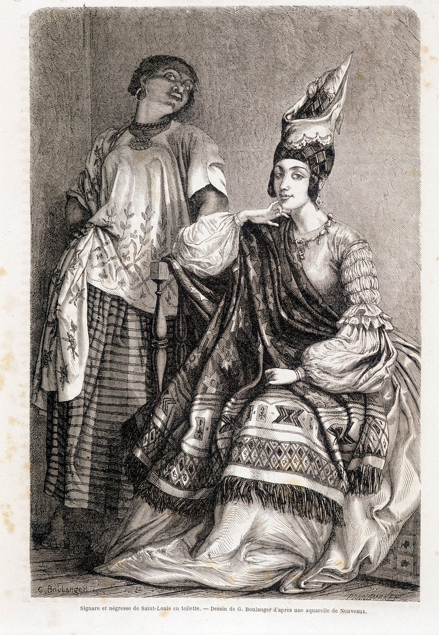 Dame et Négresse de Saint Louis en toilette - dans « Le Tour du Monde » - Unknown artist