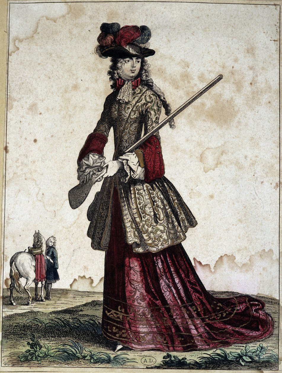 Dame à la chasse - gravure - Unknown artist