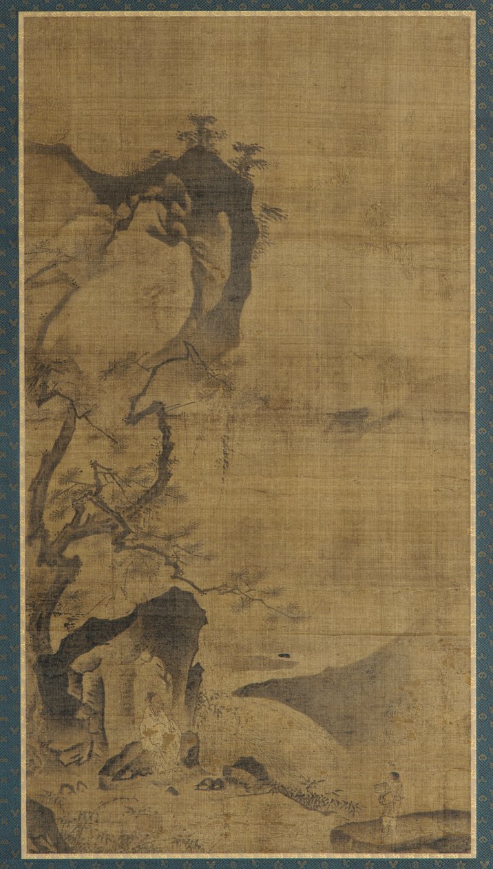 Paysage : montagnes et eau ; une figure sous un pin - Unknown artist