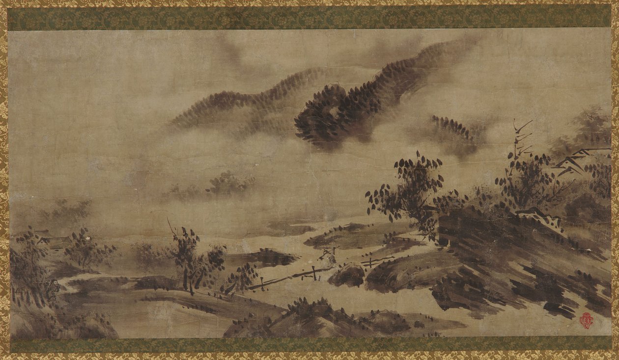 Paysage : montagnes, brume et ruisseau - Unknown artist