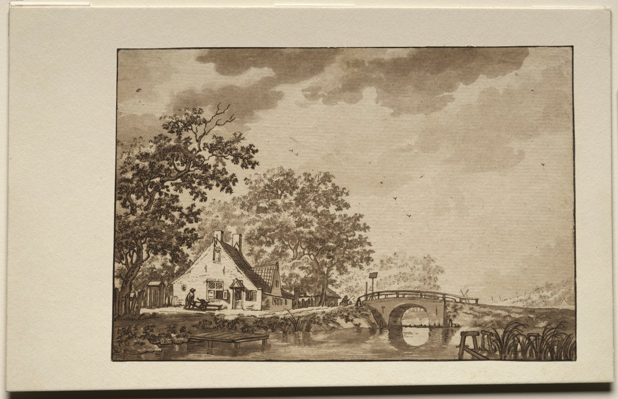Paysage avec chalet et pont - Unknown artist