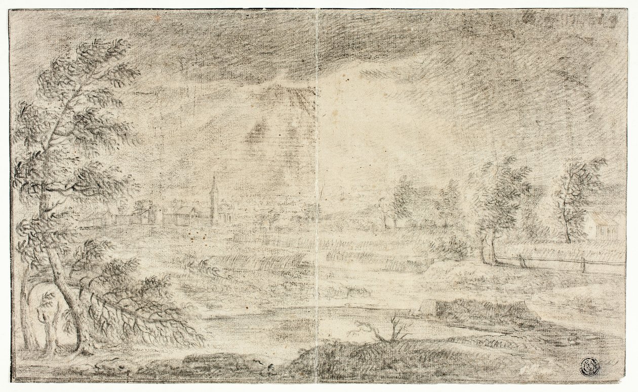 Paysage avec village - Unknown artist