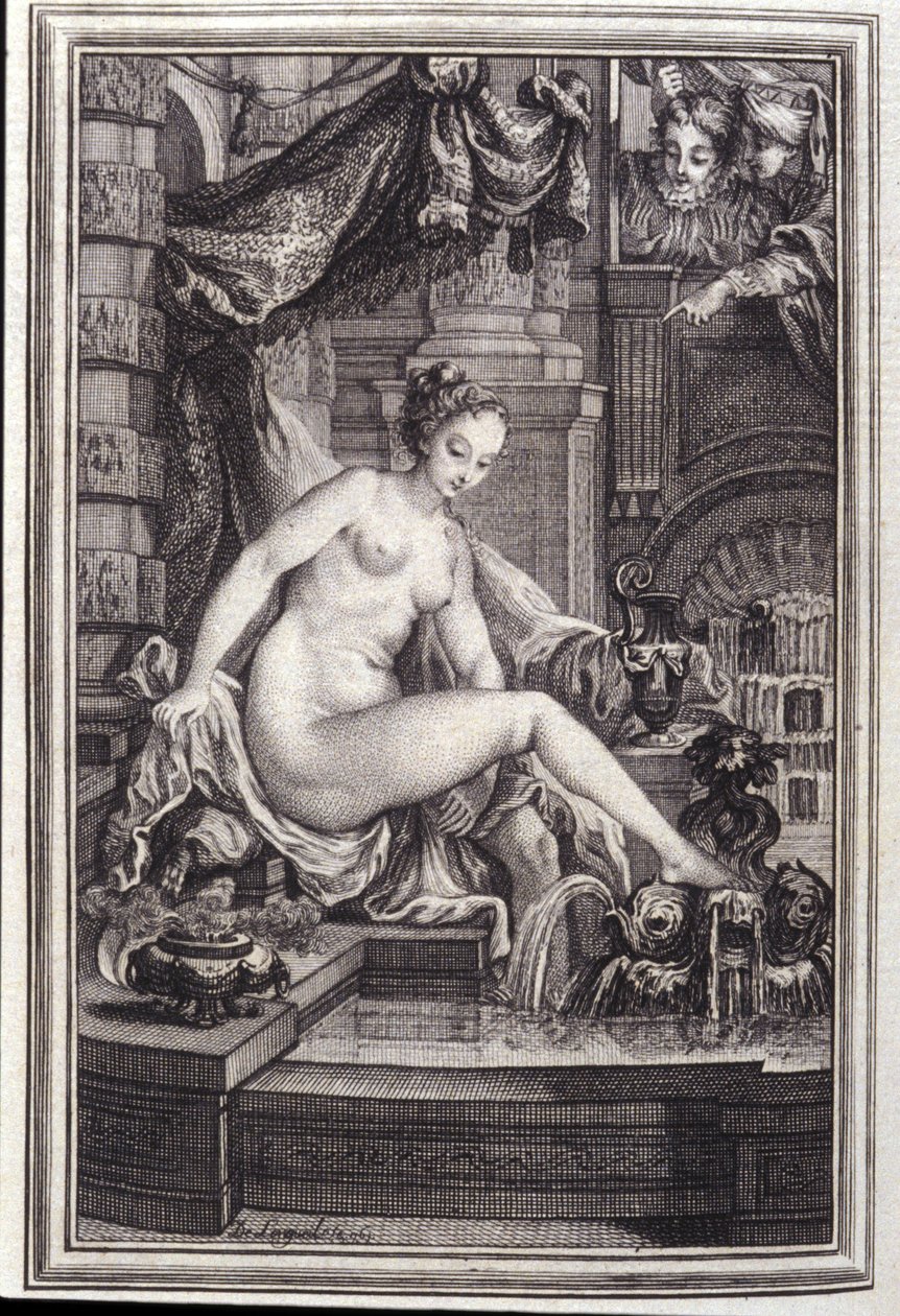 Le Roi Candaule et le maître en droit dans « Contes et nouvelles en vers » par Jean de La Fontaine. 1762. - Unknown artist