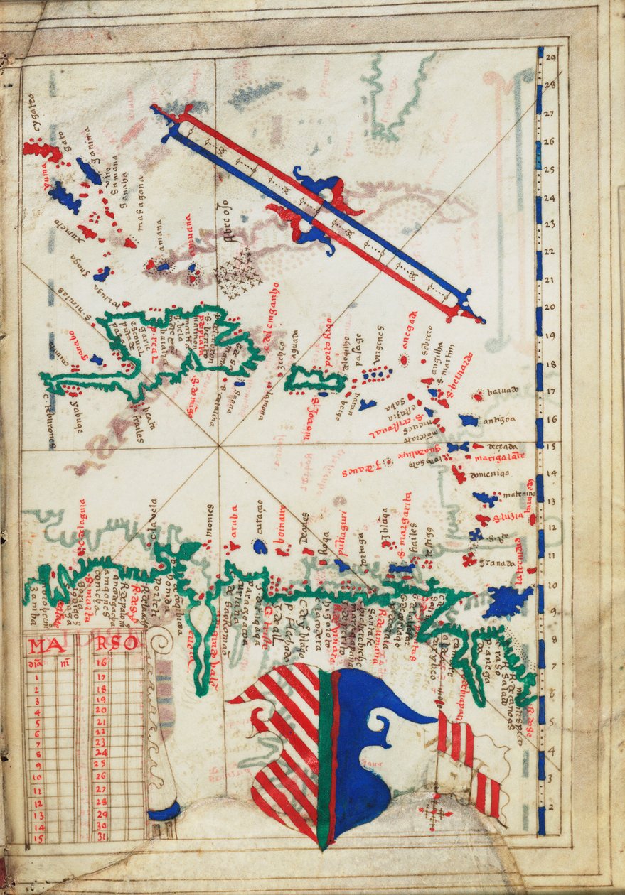 Petites Antilles et mer des Caraïbes, c.1550-60 - Unknown artist