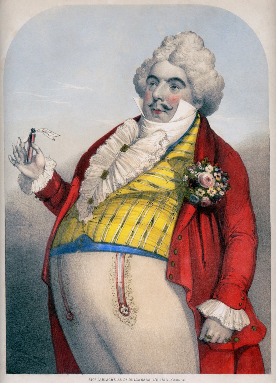 Luigi Lablache, basse italienne, en tant que Dr. Dulcamara dans L