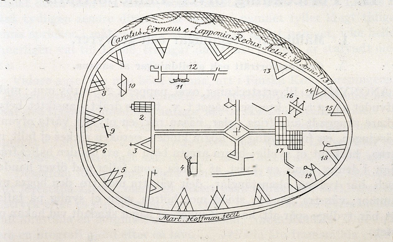 Tambour magique des chamans en Laponie, illustration d