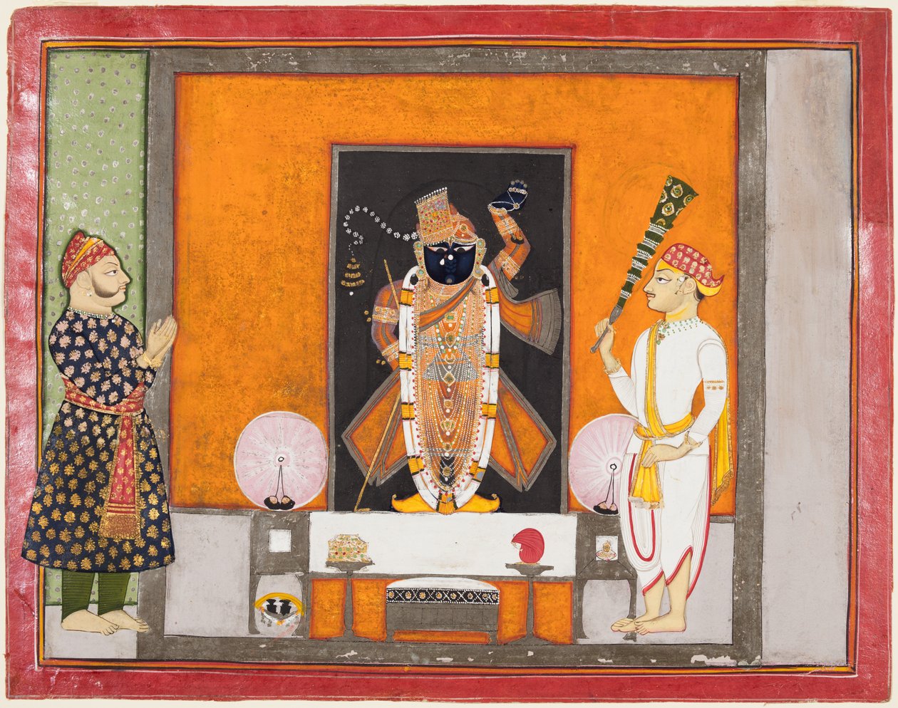 Maharao Ram Singh II de Kota (r. 1828-66) vénère Brij Nathji en tant que marié - Unknown artist