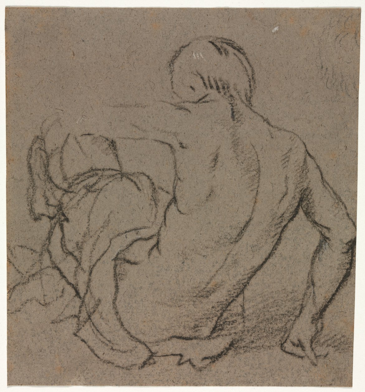 Homme assis par terre, vu de dos (recto) - Unknown artist