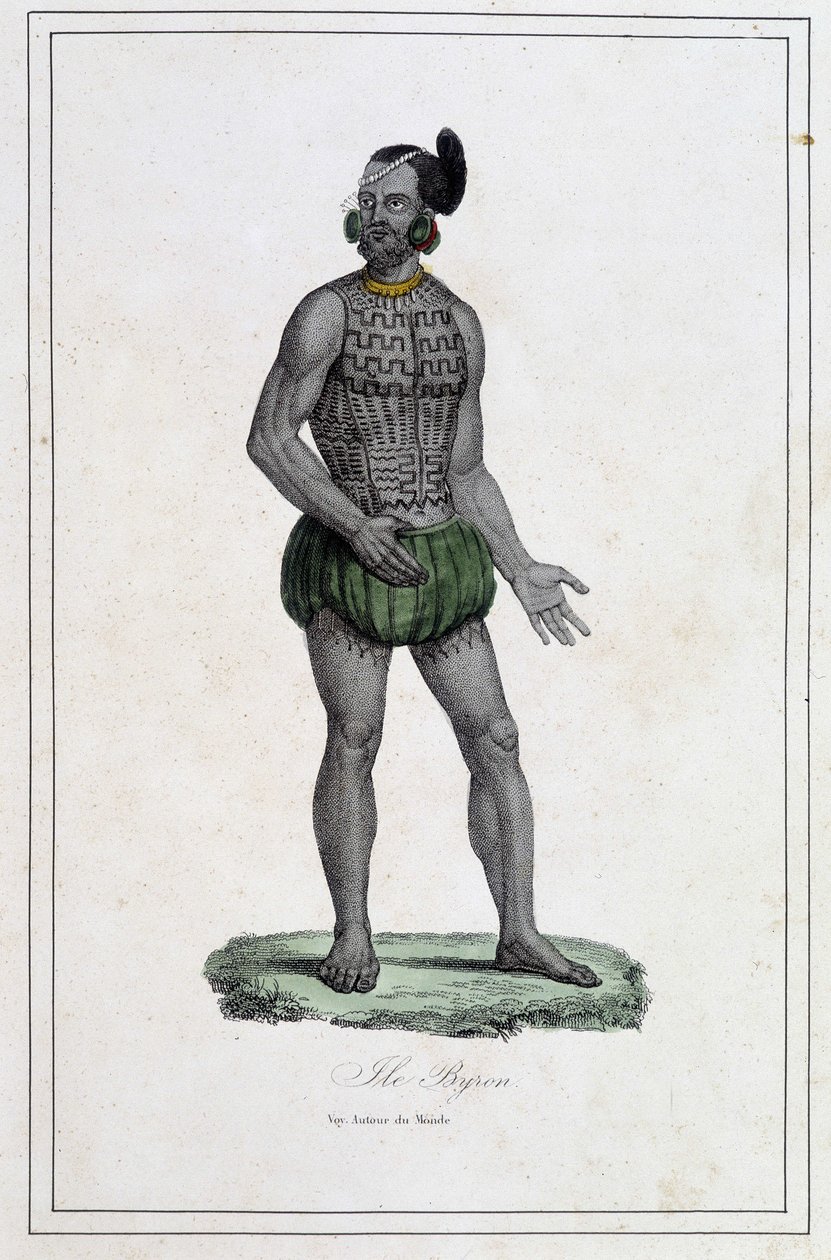Homme des îles Byron avec tatouages (Polynésie) - dans « Les différents peuples de la terre » par Abbé Paul Jonhanneaud, Librairie des Bons livres - Unknown artist