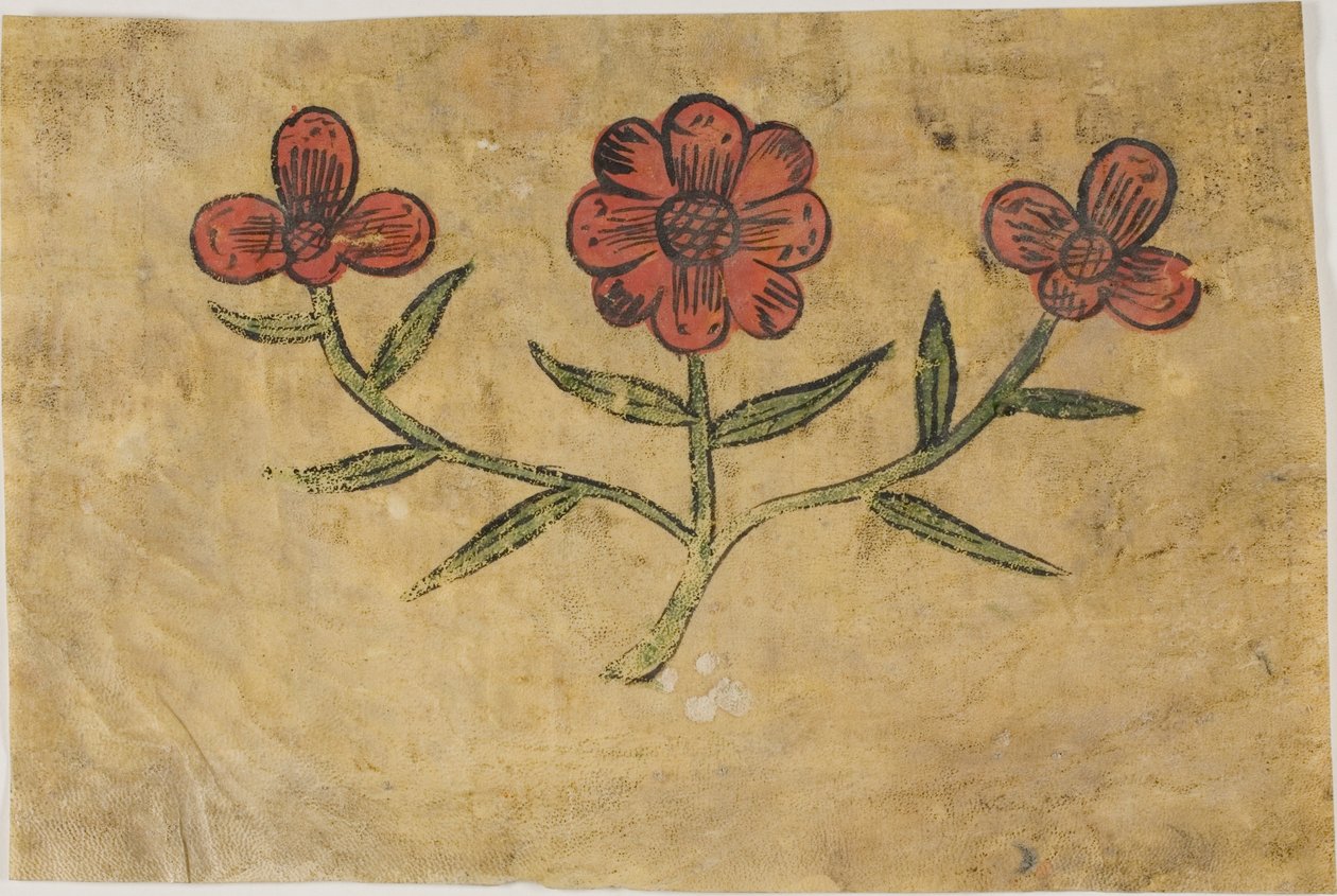 Manuscrit découpé avec des fleurs - Unknown artist