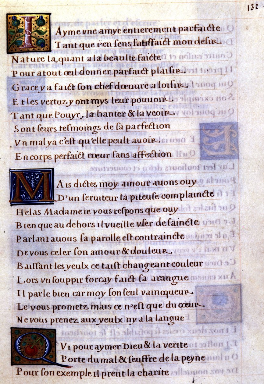 Page de manuscrit avec lettrines ornées - Marguerite de Navarre - Unknown artist