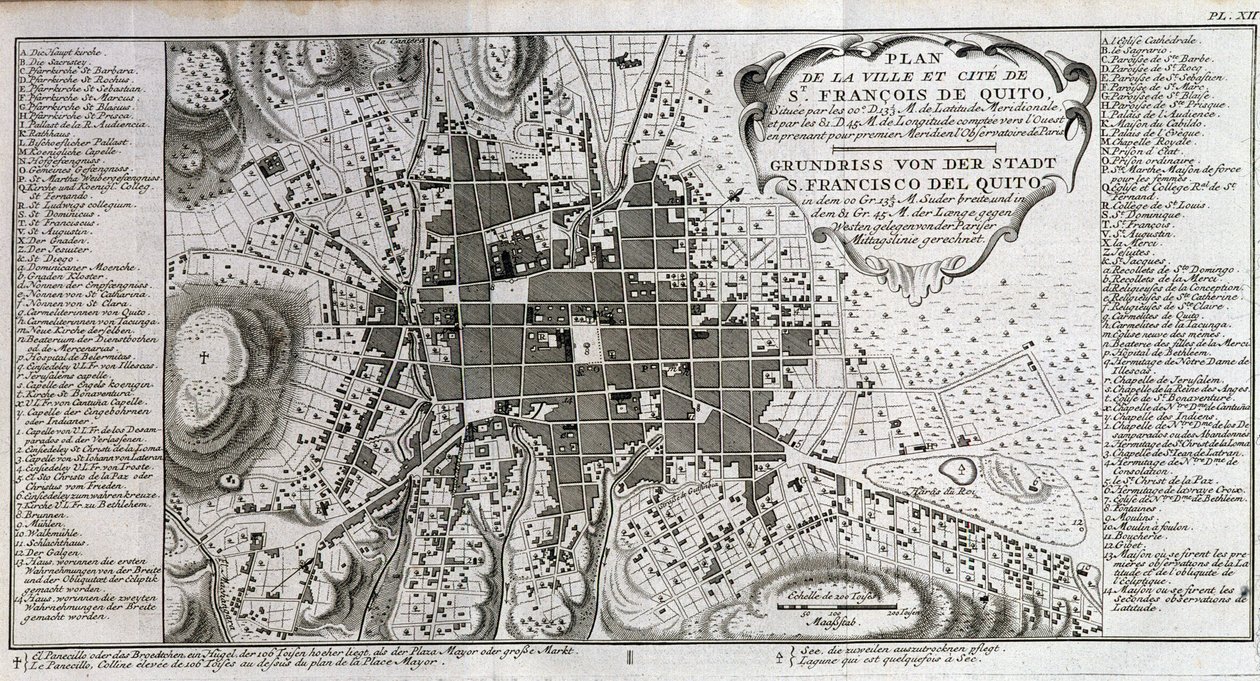 Carte de la ville de Saint François de Quito - dans « Voyage historique de l