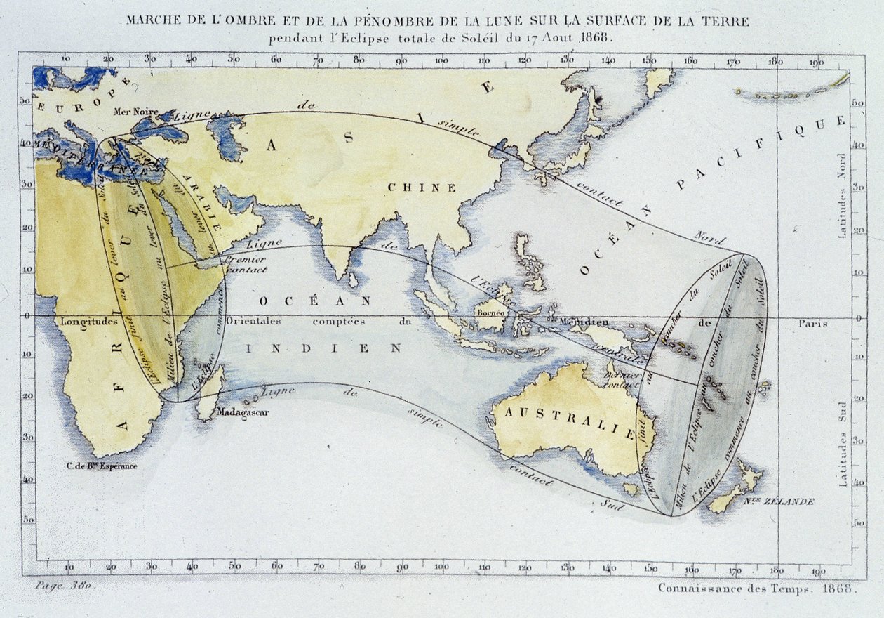 Carte, publiée par le Bureau des Longitudes, montrant la marche de l