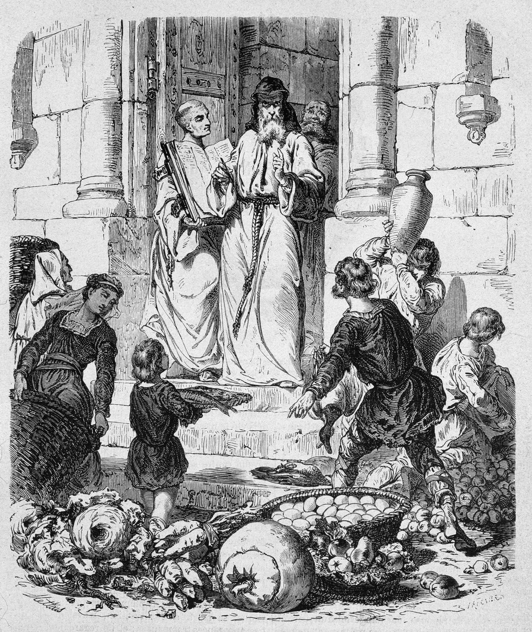 Les moines collectent la dîme sur le peuple - dans « Histoire des papes », par Maurice Lachatre - Unknown artist