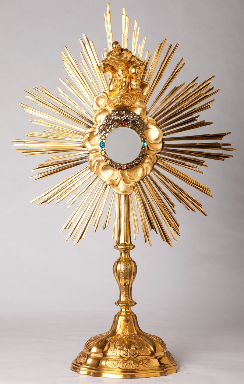 Ostensoir. Vermeil, diamants, fausses pierres précieuses avec statue de Dieu le Père. 18ème siècle. - Unknown artist
