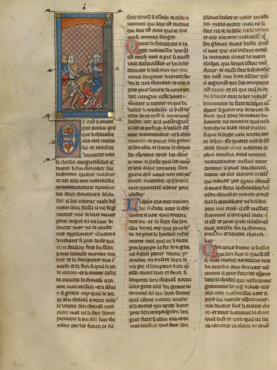 Mordret and Knight à la cote mal taillée Pursuing Two Knights - Unknown artist