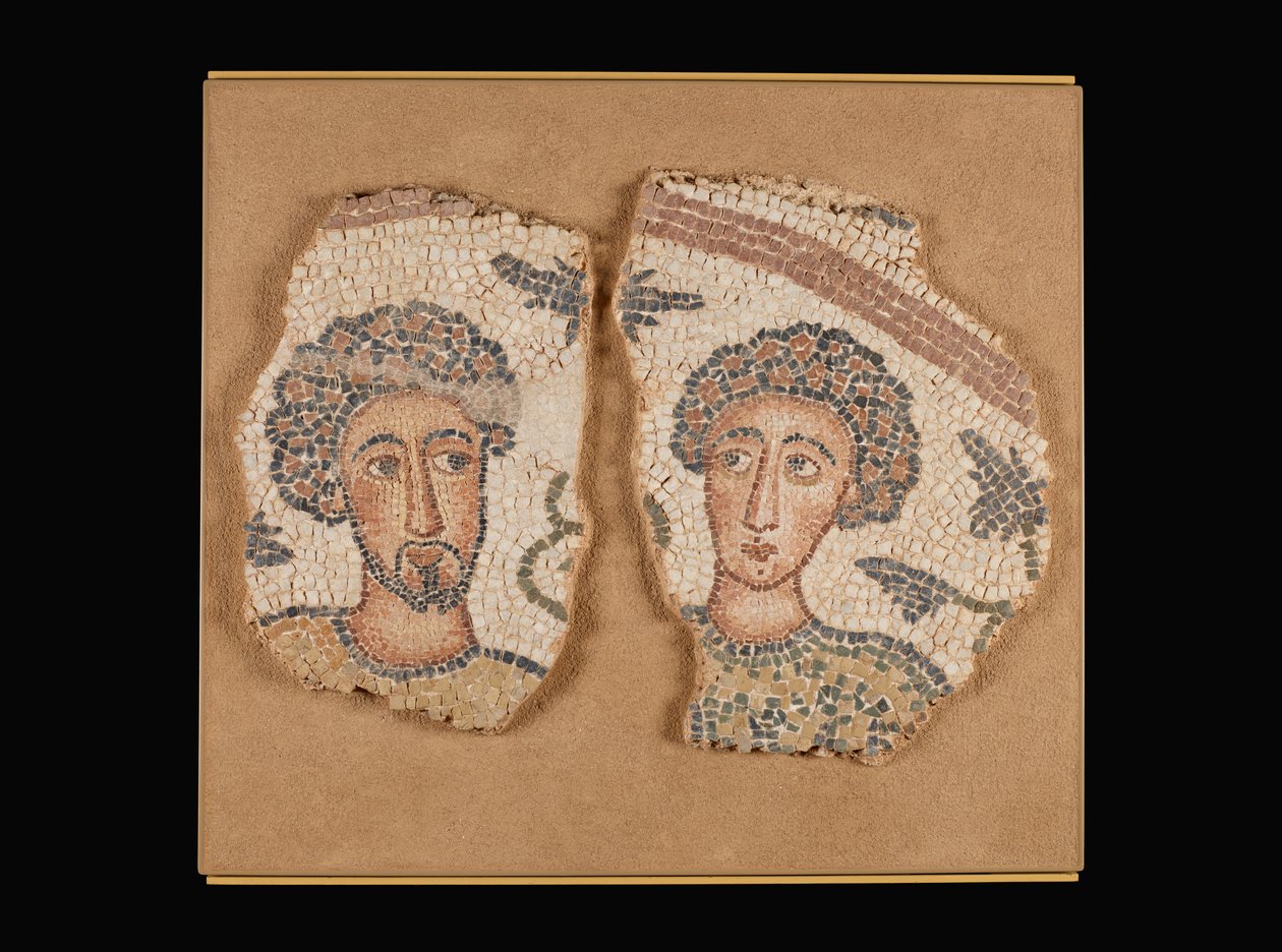 Panneau de mosaïque avec deux bustes masculins - Unknown artist