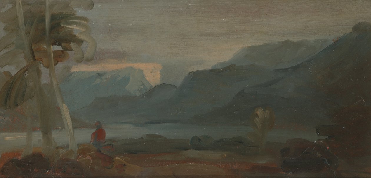 Paysage montagneux avec figures et bétail - Unknown artist