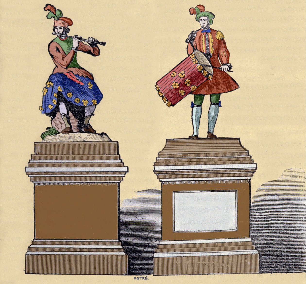 Automates musiciens : « Le joueur de flûte traversière » (1737) et le « joueur de tambourin » (1738). Réalisés par Jacques de Vaucanson (1709-1782), ingénieur français - Unknown artist