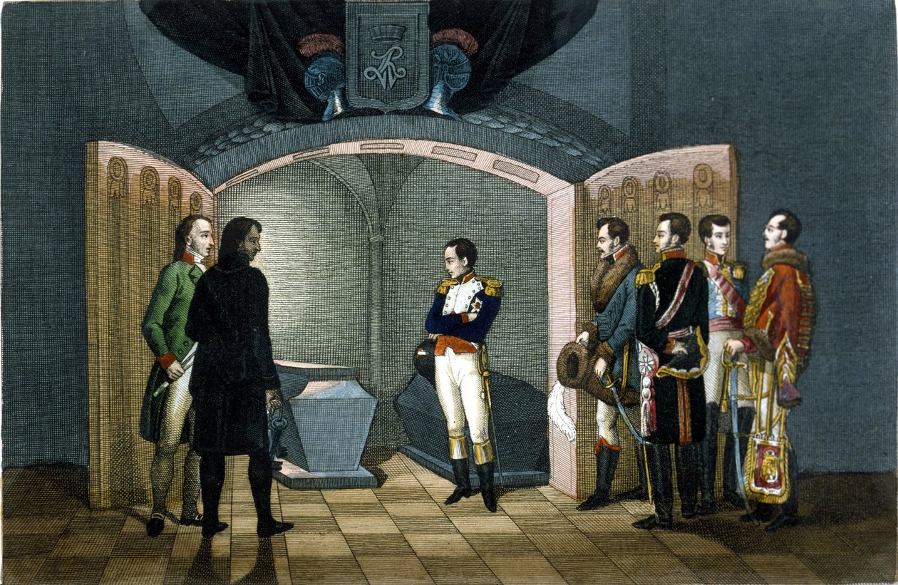 Napoléon Bonaparte devant la tombe de Frédéric II de Prusse - Unknown artist