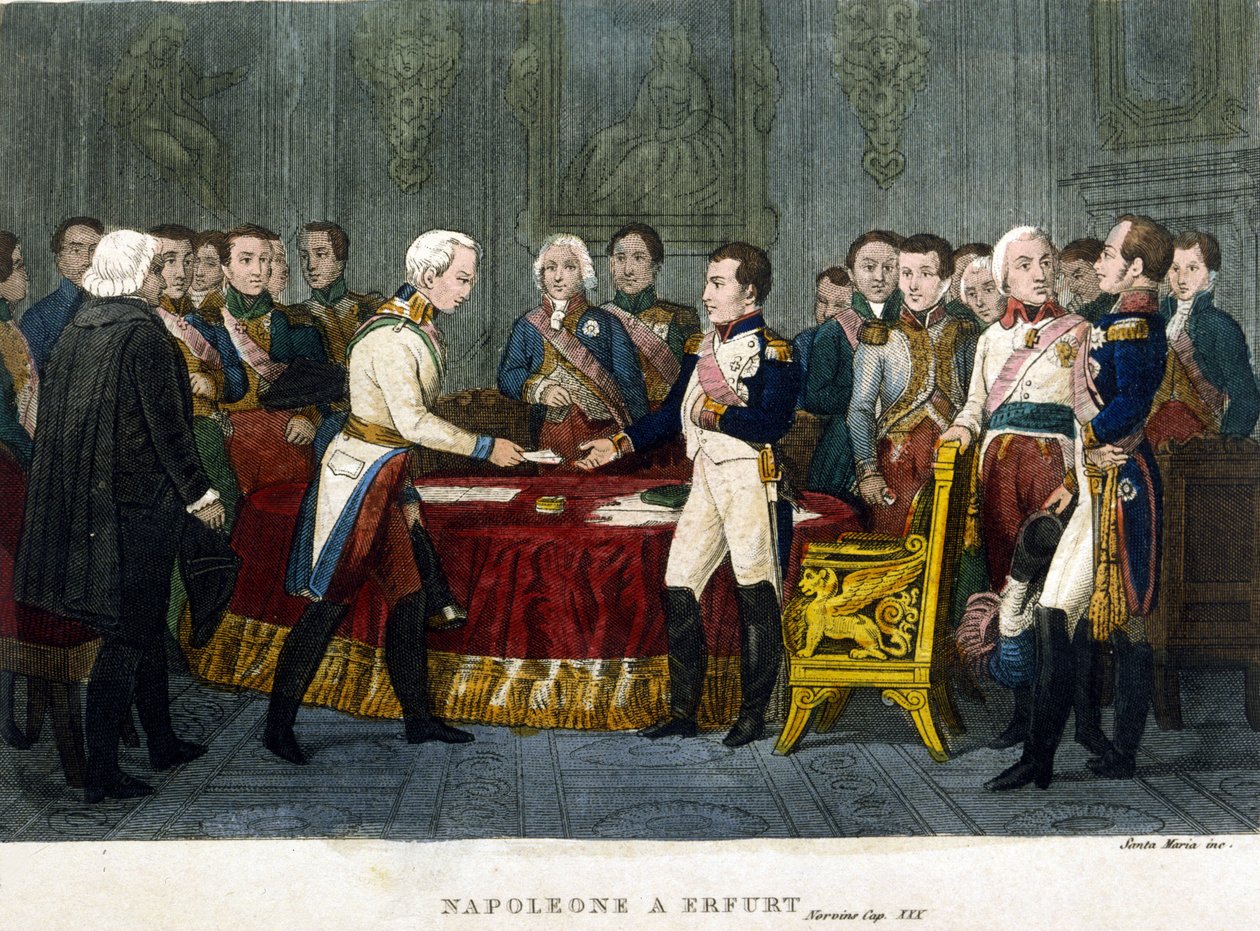 Napoléon Ier (1769 - 1821) rencontre Alexandre Ier à Erfurt en 1808 - Unknown artist