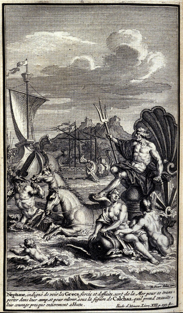 Neptune se rend au camp des Grecs pour les encourager (Illustration de l