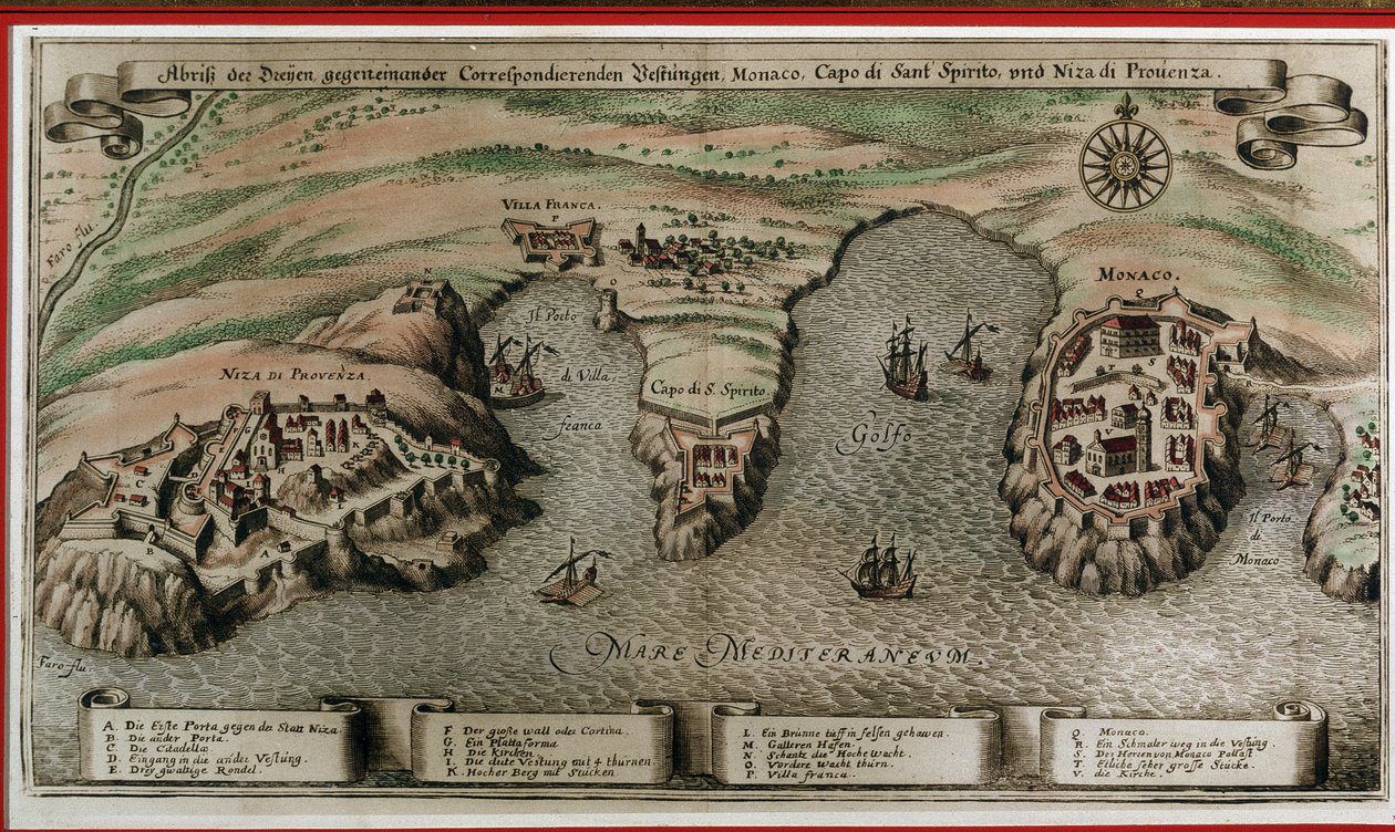 Nice, Villefranche et Monaco au XVIIe siècle (découpe géographique) - Unknown artist