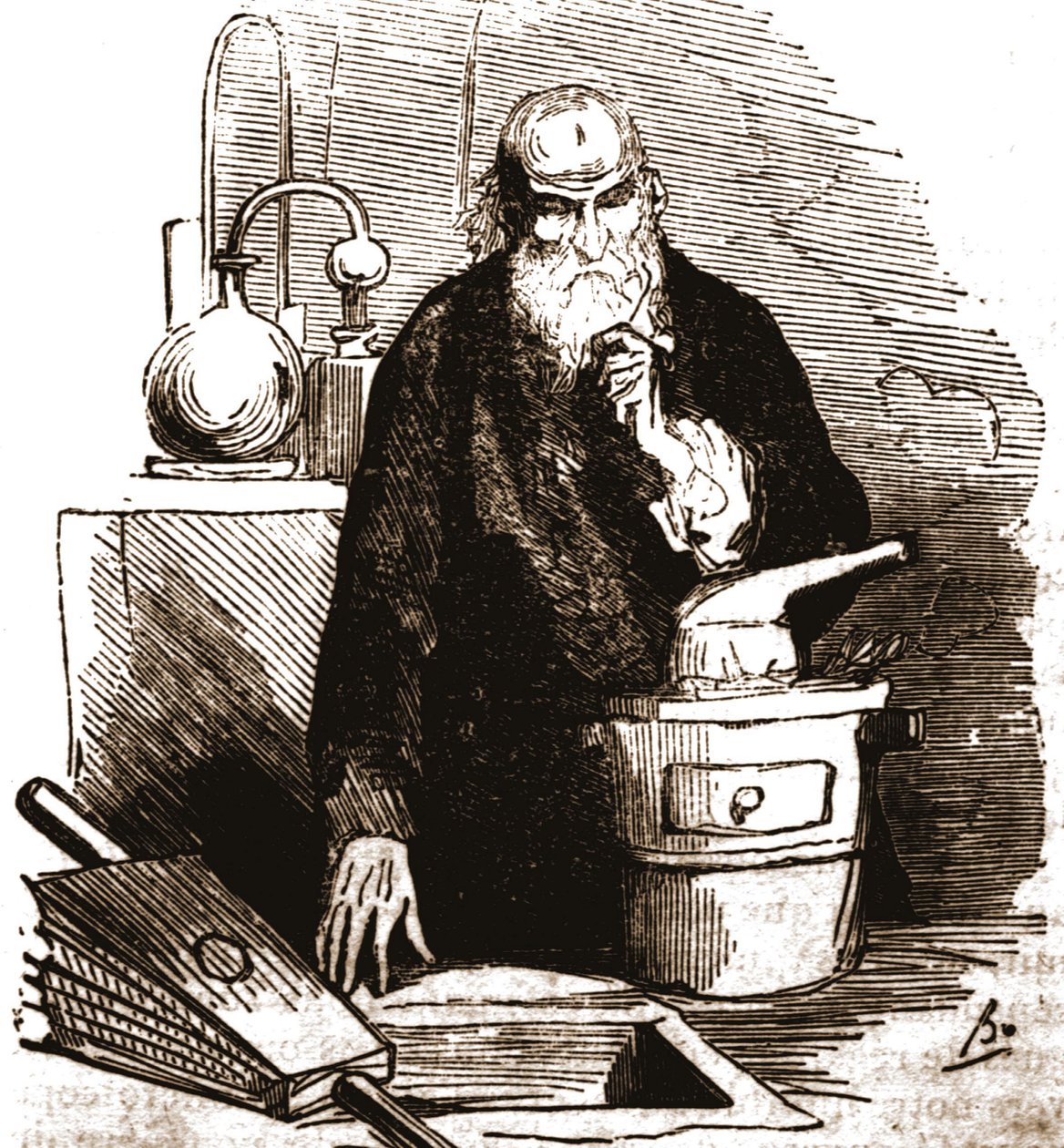 Nicolas Flamel (1330 - 1418) dans son laboratoire - Unknown artist
