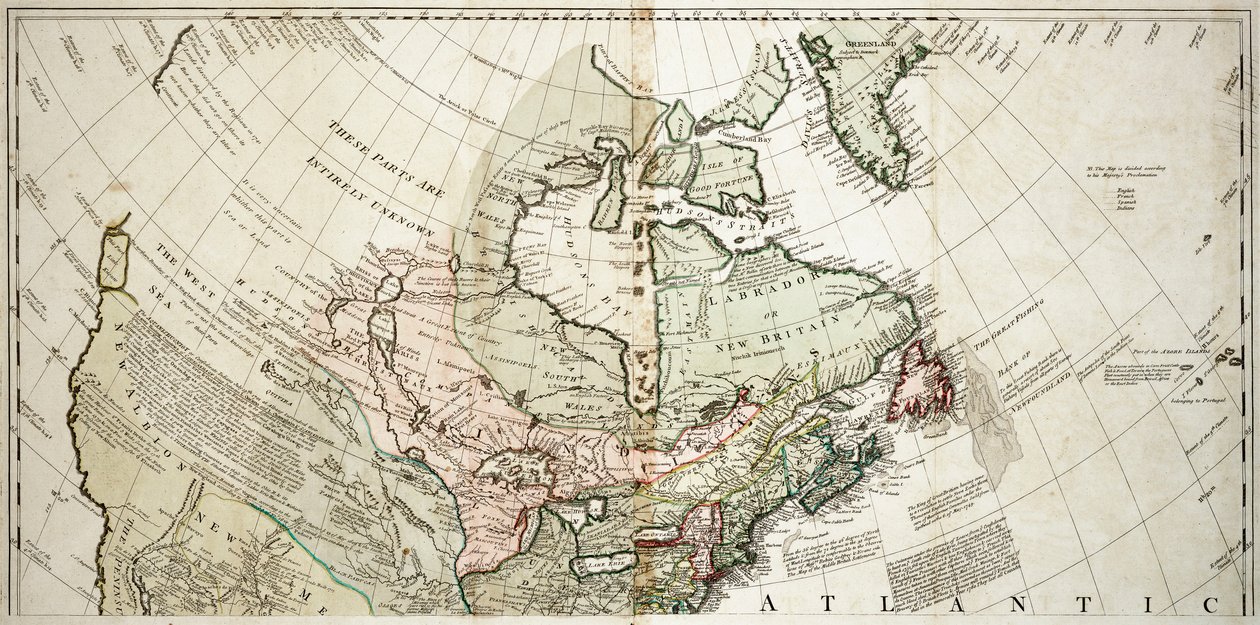 Amérique du Nord, vers 1765 (gravure en couleur) - Unknown artist