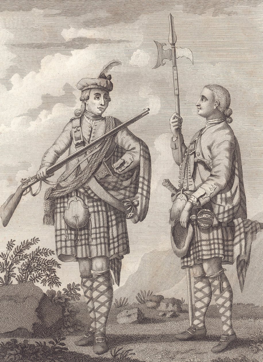 Officier (à gauche) et sergent des 42e Highlanders—le Black Watch—c.1750 (gravure) - Unknown artist