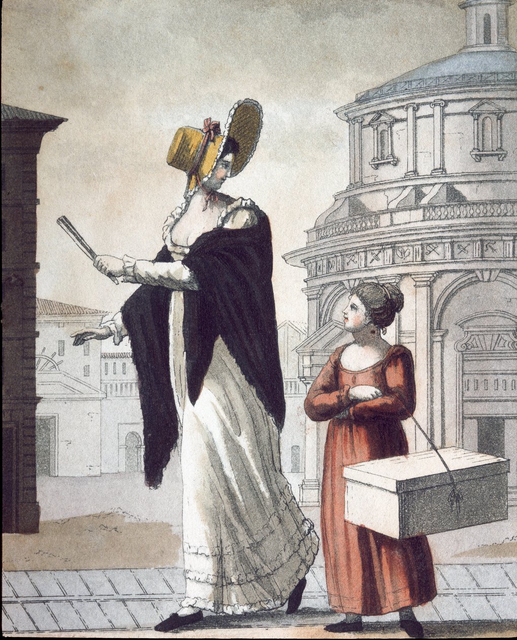 Vieux métier : la modiste et son assistante | Estampe d'art