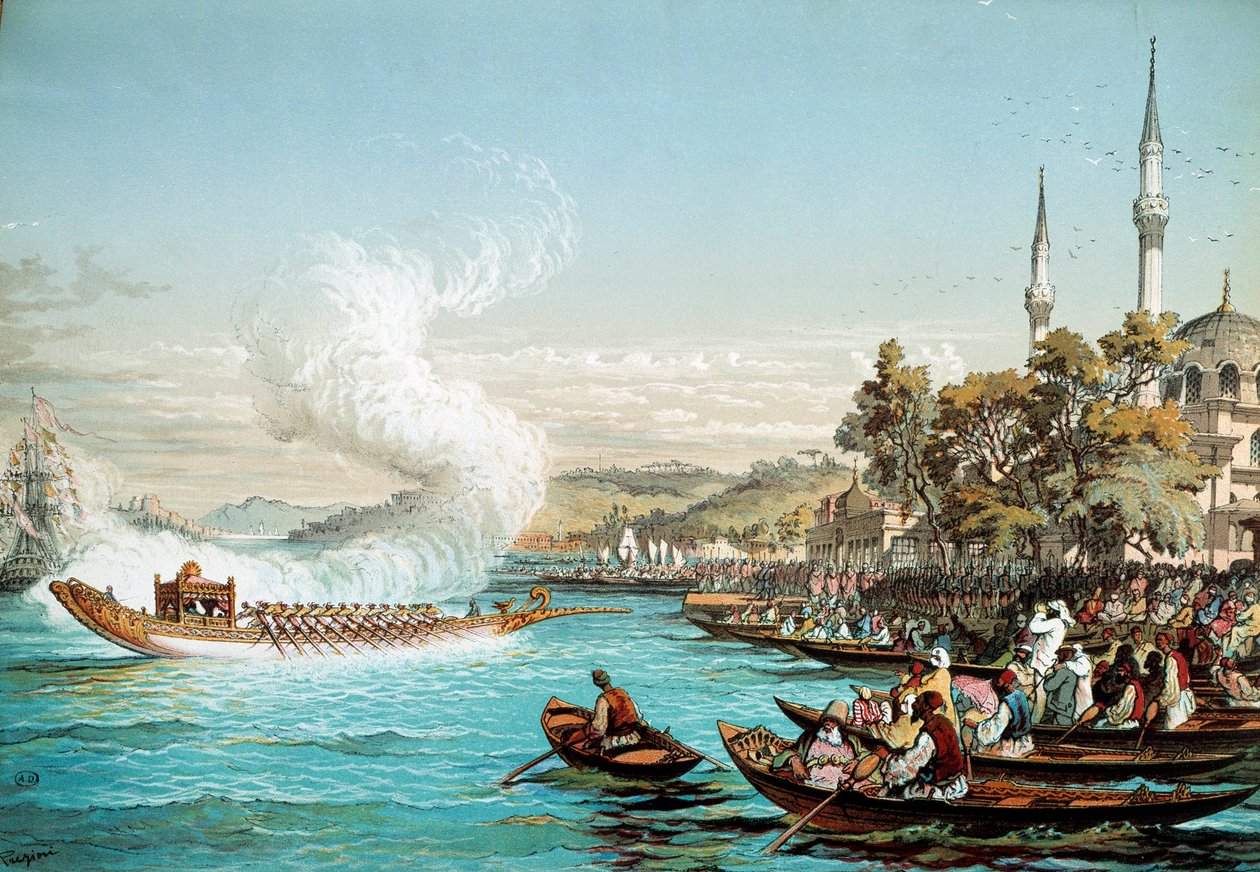 Empire ottoman : fête maritime à Constantinople. Lithographie du 19e siècle. Bibliothèque des arts décoratifs, Paris - Unknown artist