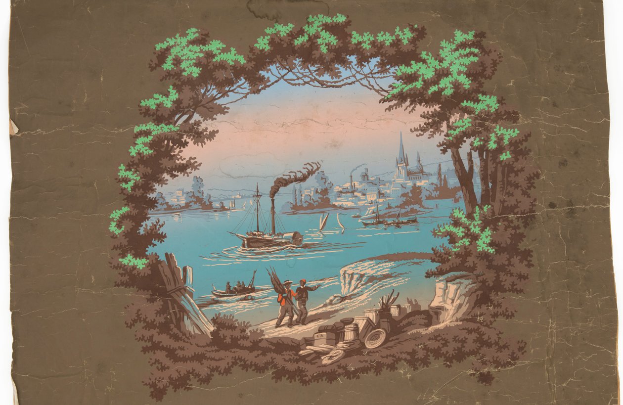 Dessus de porte avec scène de port - Unknown artist