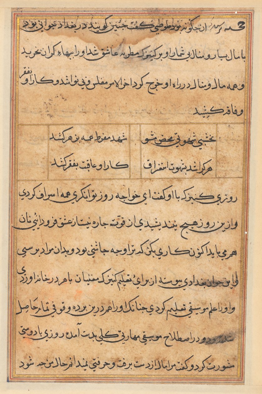 Page des Contes du Perroquet (Tuti-nama) : page de texte - Unknown artist