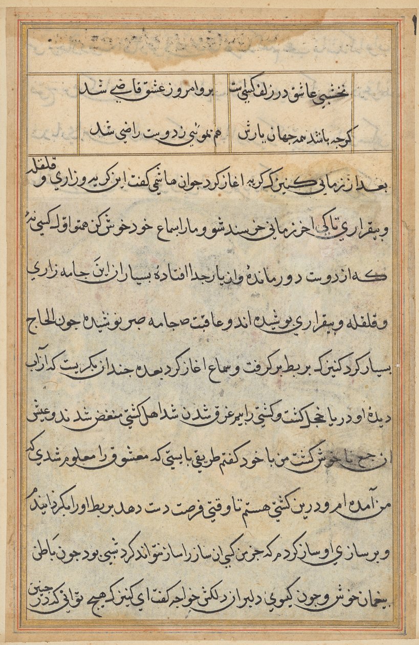 Page des Contes du Perroquet (Tuti-nama) : page de texte - Unknown artist