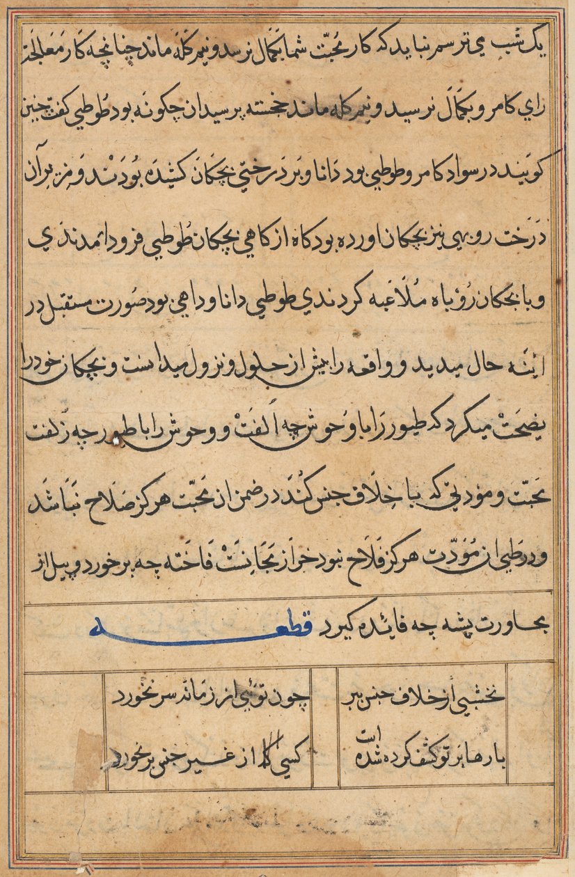 Page des Contes du Perroquet (Tuti-nama) : page de texte - Unknown artist